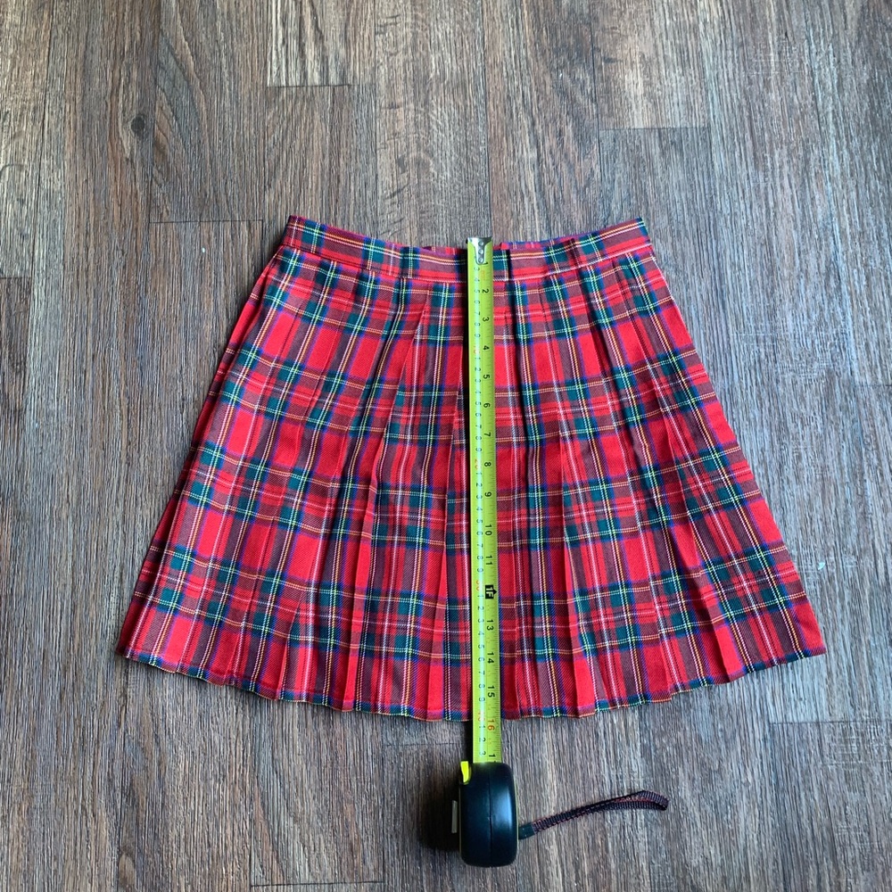 Vintage Red school girl tartan pleated mini skirt